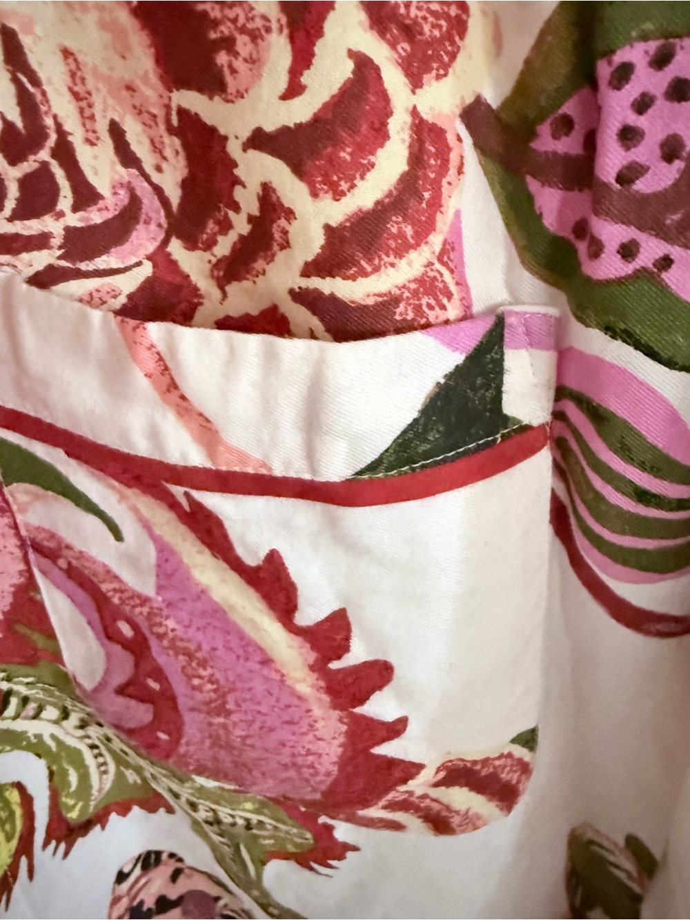 Anthropologie Pink, Green & Cream Floral Button-Up Pajama Top - Picture 3 of 5